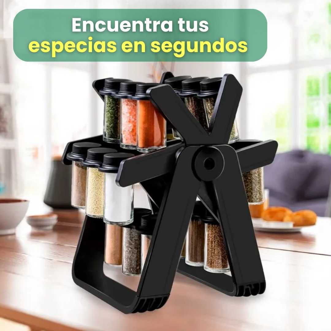 Organizador giratorio de especias con 18 tarros