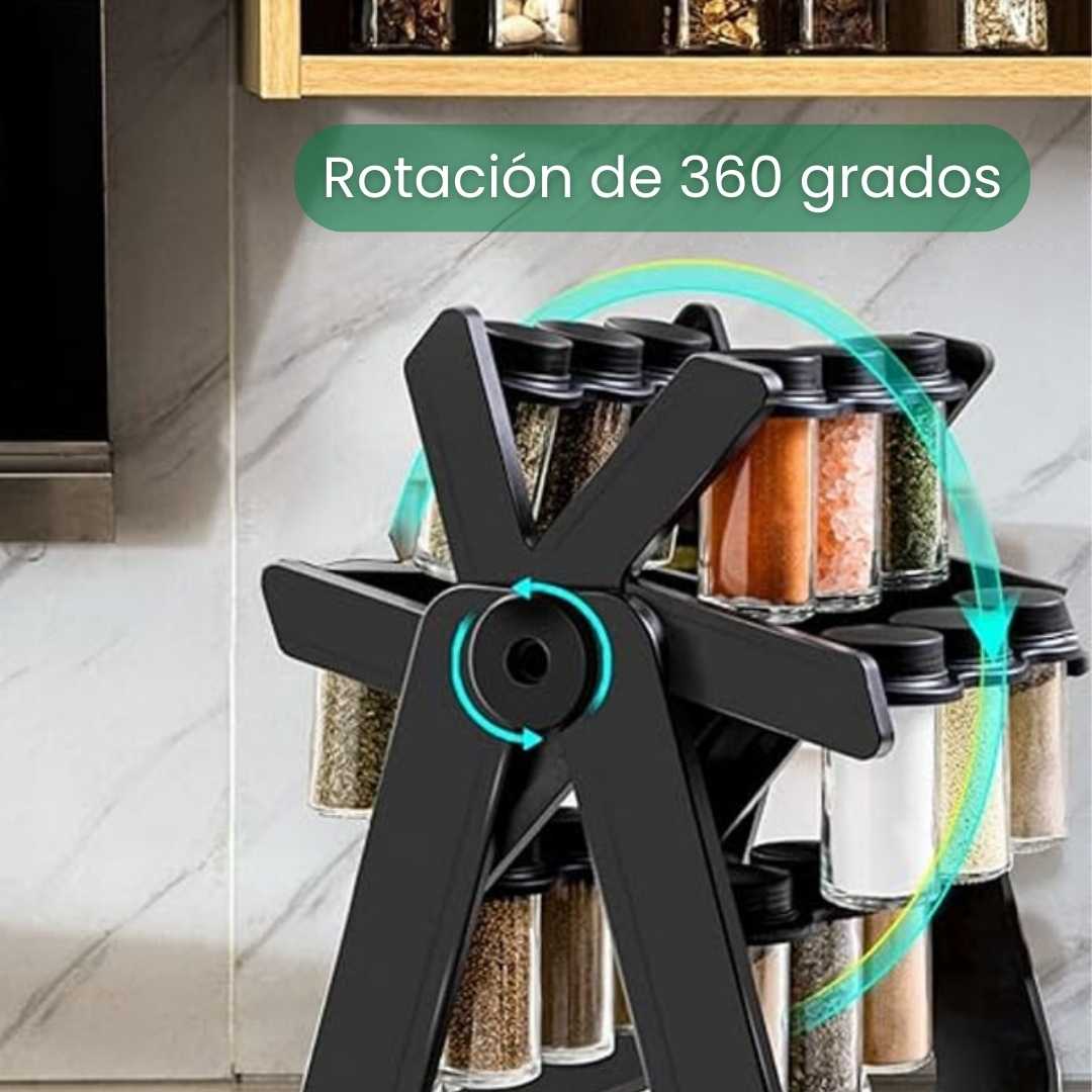 Organizador giratorio de especias con 18 tarros